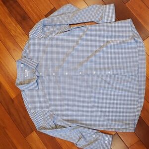 Haggar men's 18 18 1/2   34/35 plaid button up shirt.